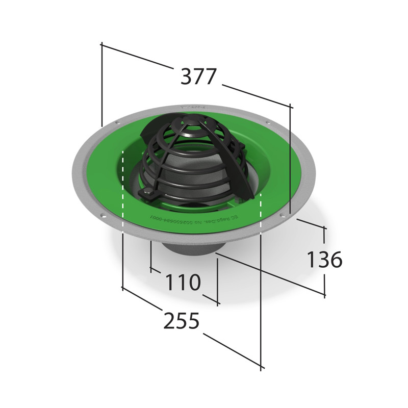 Roof Outlet with Dome Grate 110mm⌀ Pipe Connection